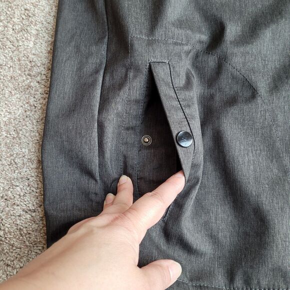 Nomad Jacket Mens Sz M Tech Fleece Lined Hooded Full Zip Snap Pockets Gray READ - Picture 8 of 15